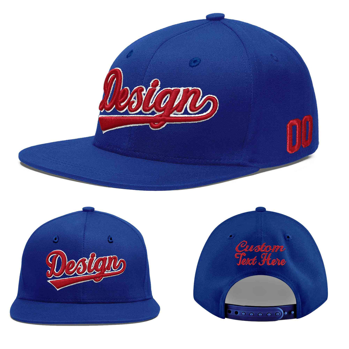 Custom Royal 3D Puff Embroidery Flat Embroidery Casual Sport Baseball Cap
