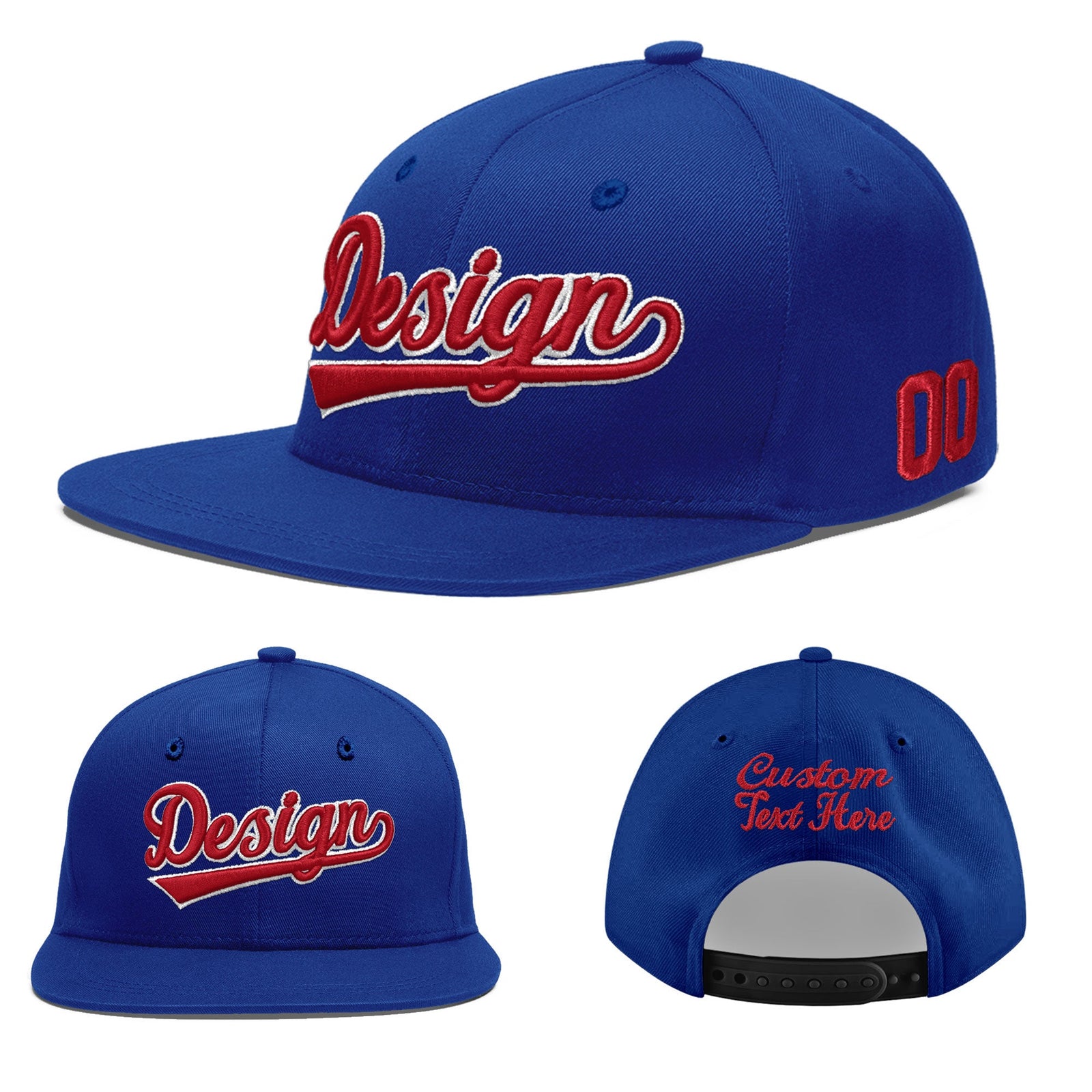Custom Royal 3D Puff Embroidery Flat Embroidery Casual Sport Baseball Cap
