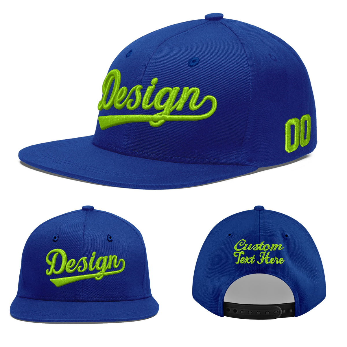 Custom Royal 3D Puff Embroidery Flat Embroidery Casual Sport Baseball Cap