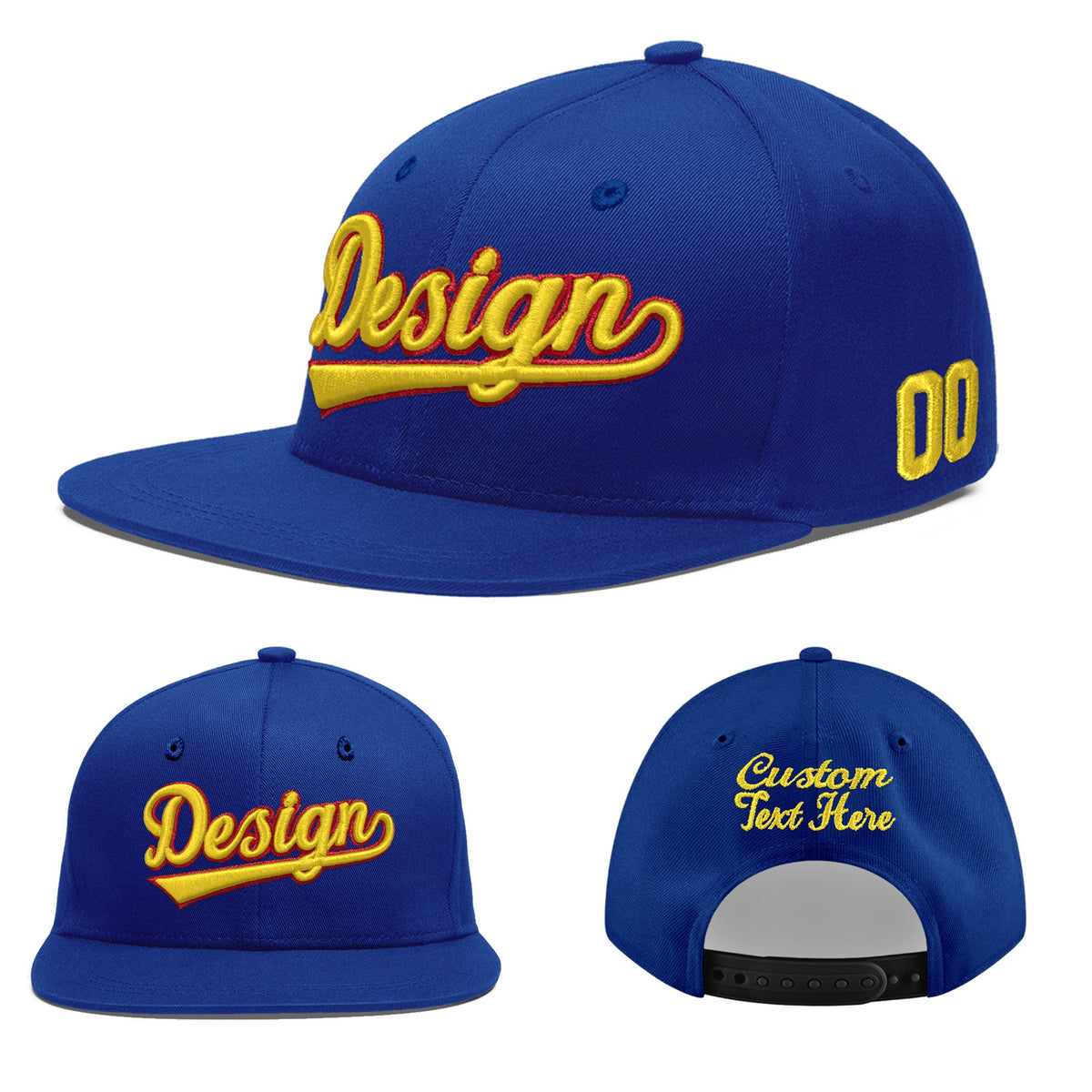 Custom Royal 3D Puff Embroidery Flat Embroidery Casual Sport Baseball Cap