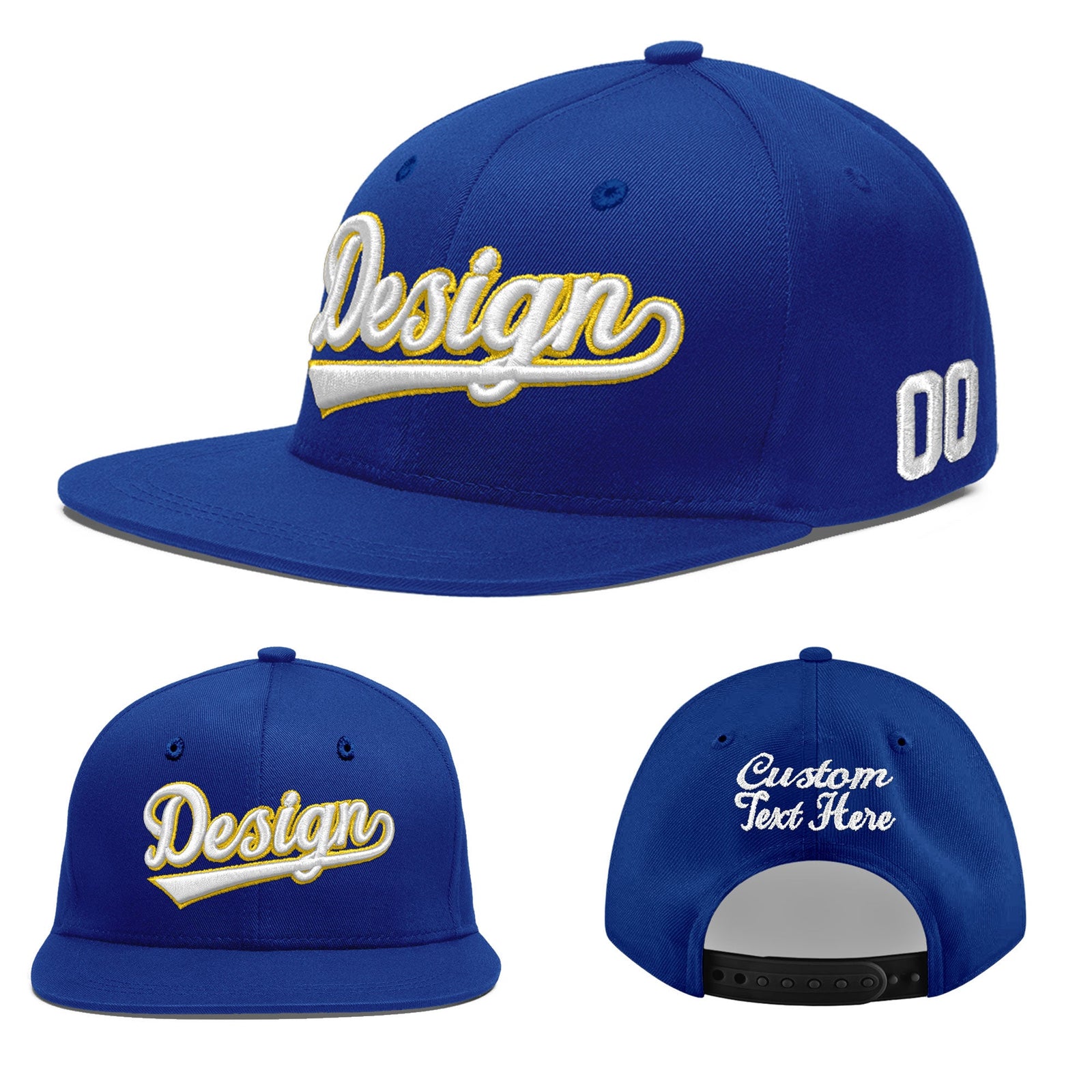 Custom Royal 3D Puff Embroidery Flat Embroidery Casual Sport Baseball Cap