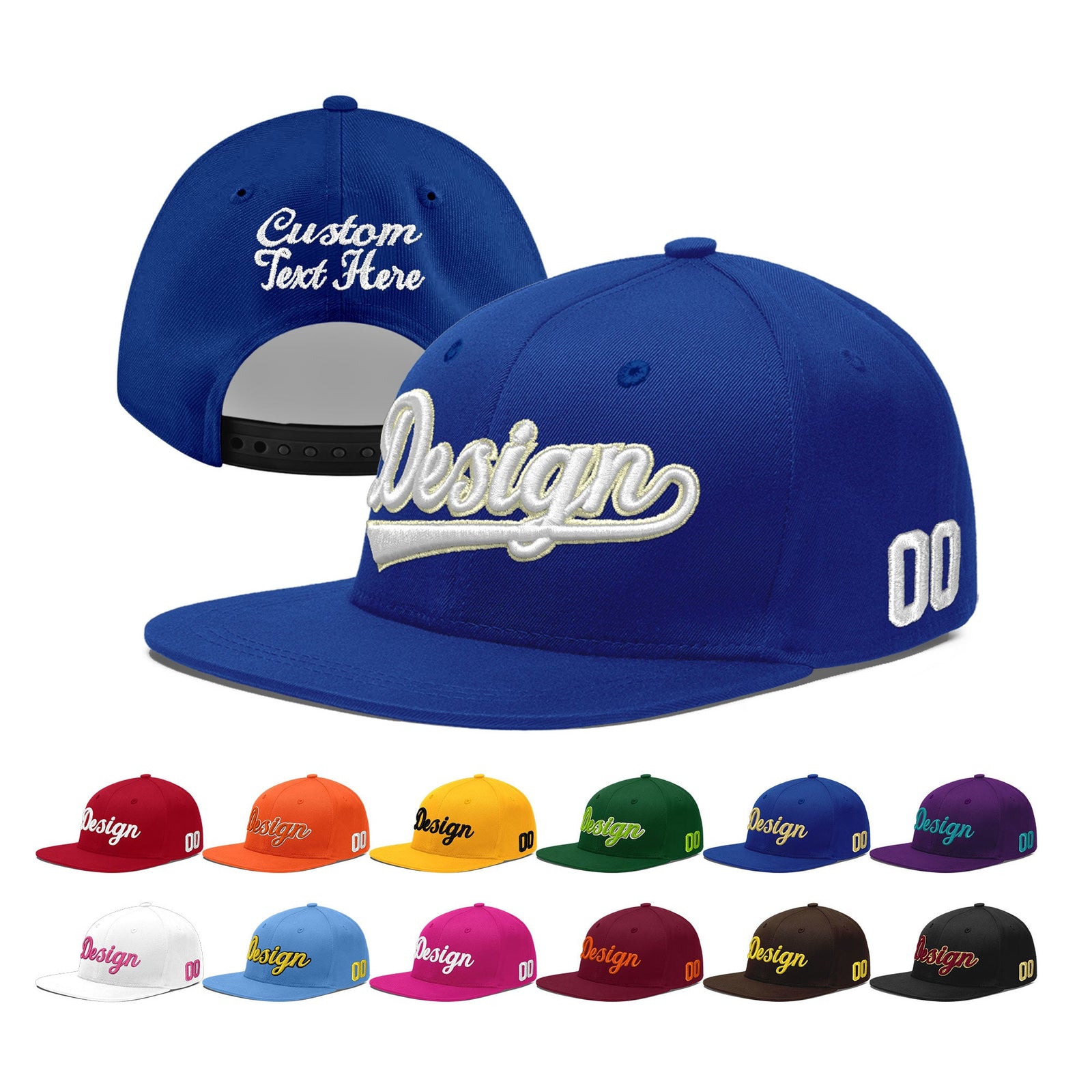 Custom Royal 3D Puff Embroidery Flat Embroidery Casual Sport Baseball Cap
