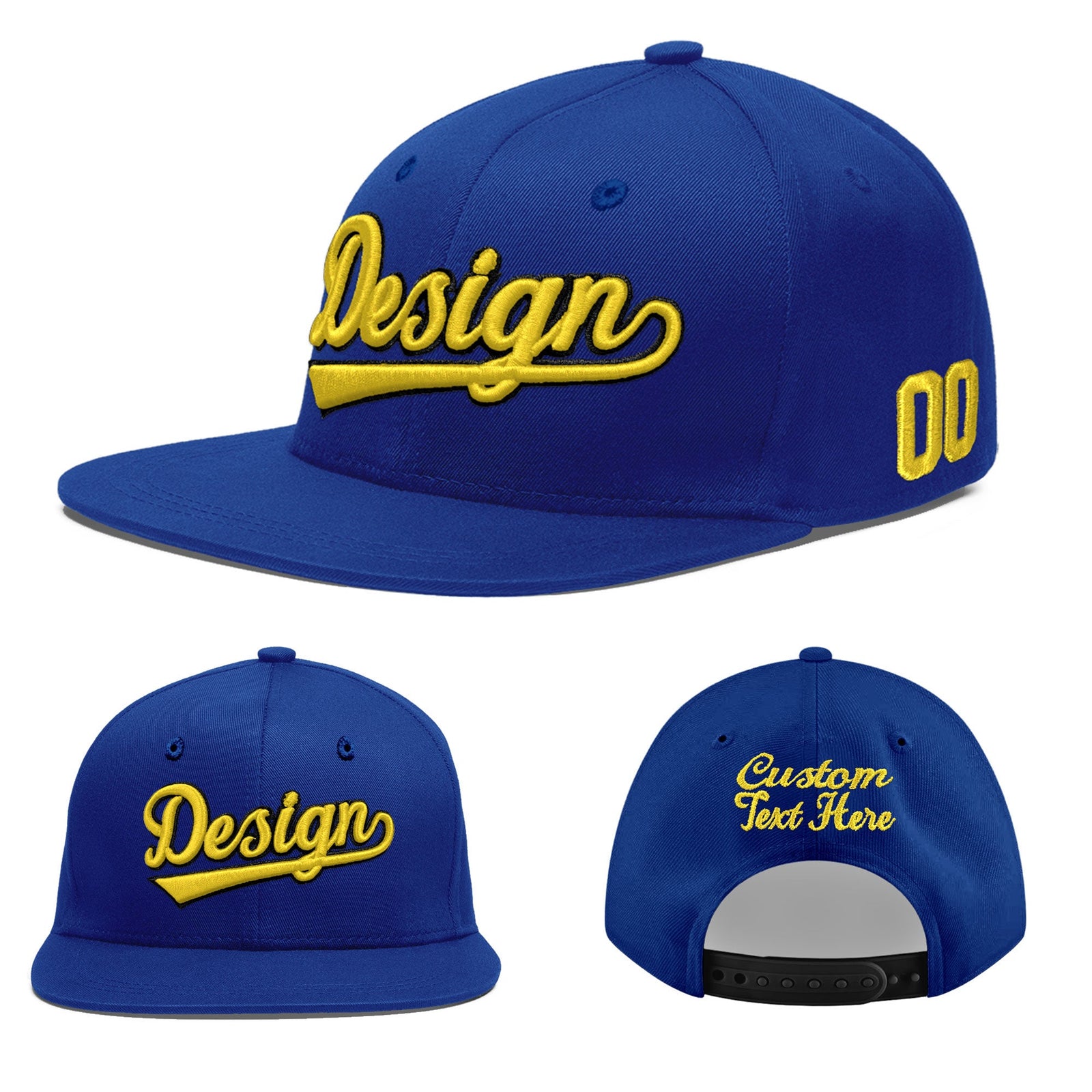 Custom Royal 3D Puff Embroidery Flat Embroidery Casual Sport Baseball Cap