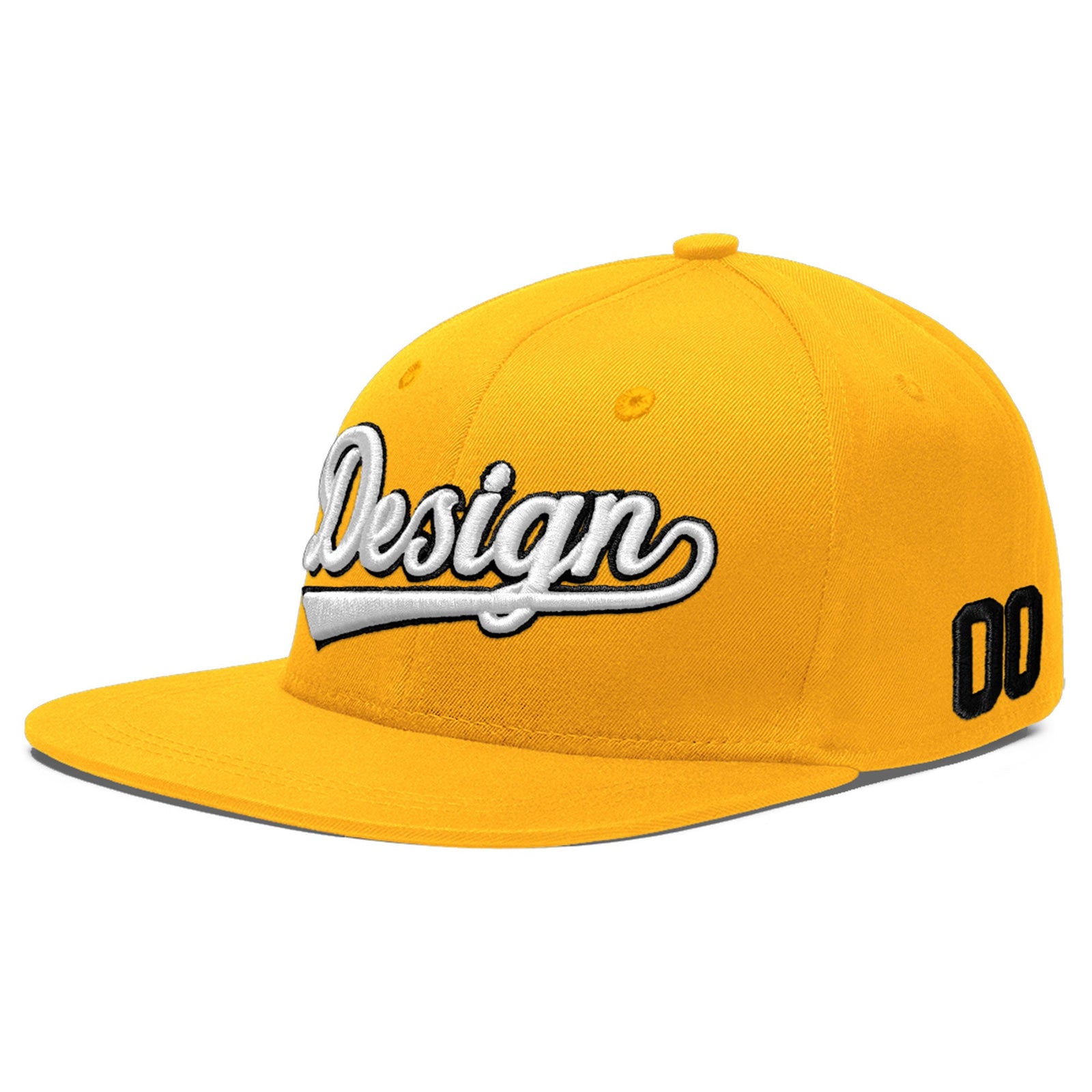 Custom Yellow 3D Puff Embroidery Flat Embroidery Casual Sport Baseball Cap