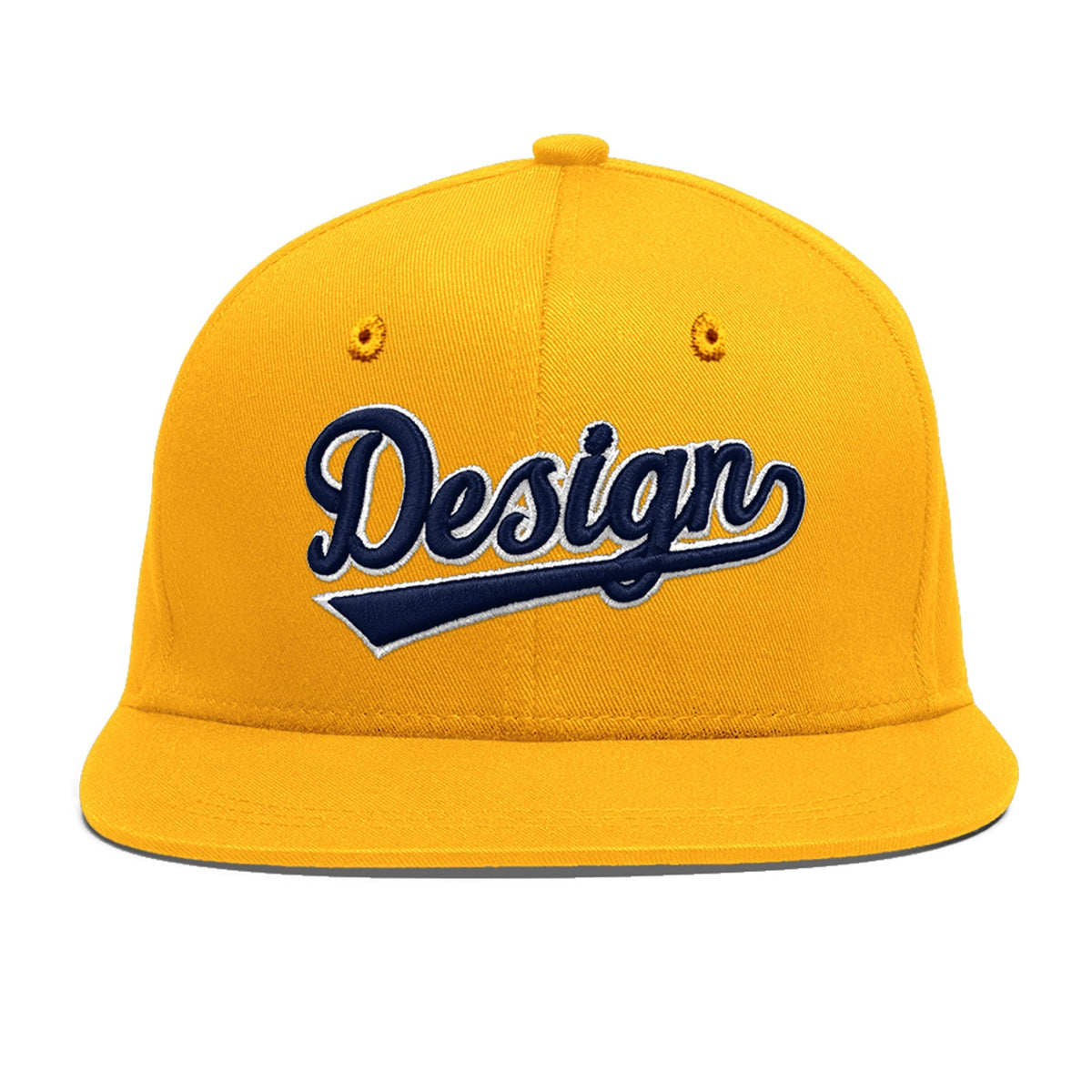 Custom Yellow 3D Puff Embroidery Flat Embroidery Casual Sport Baseball Cap