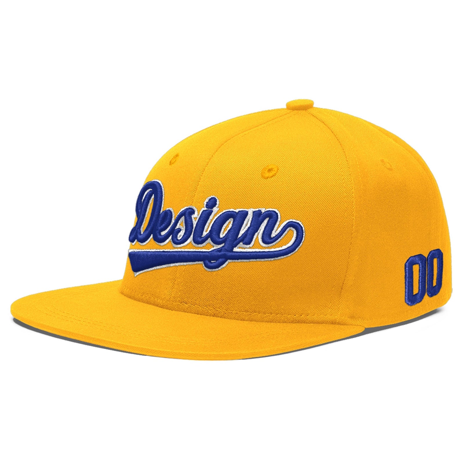 Custom Yellow 3D Puff Embroidery Flat Embroidery Casual Sport Baseball Cap