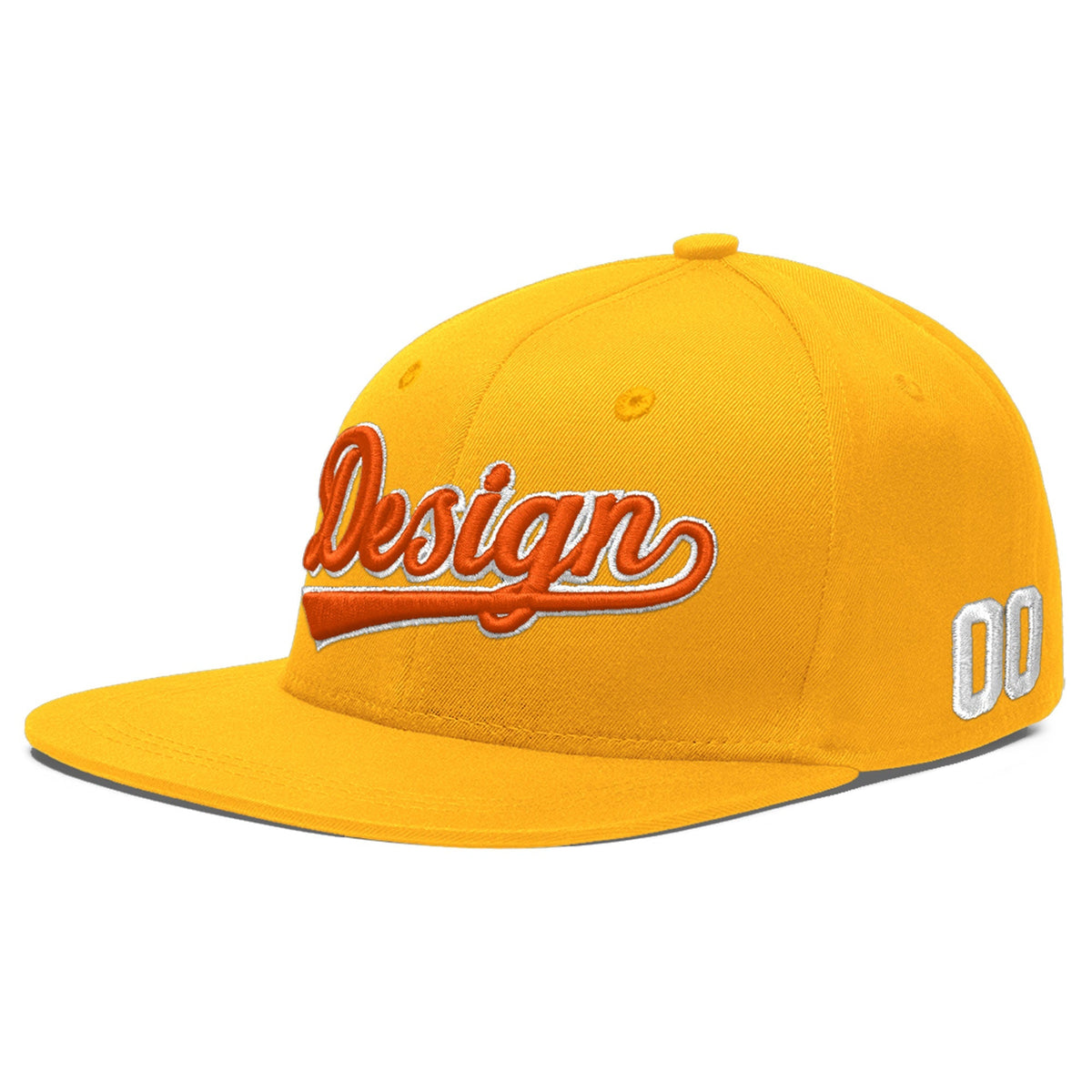 Custom Yellow 3D Puff Embroidery Flat Embroidery Casual Sport Baseball Cap