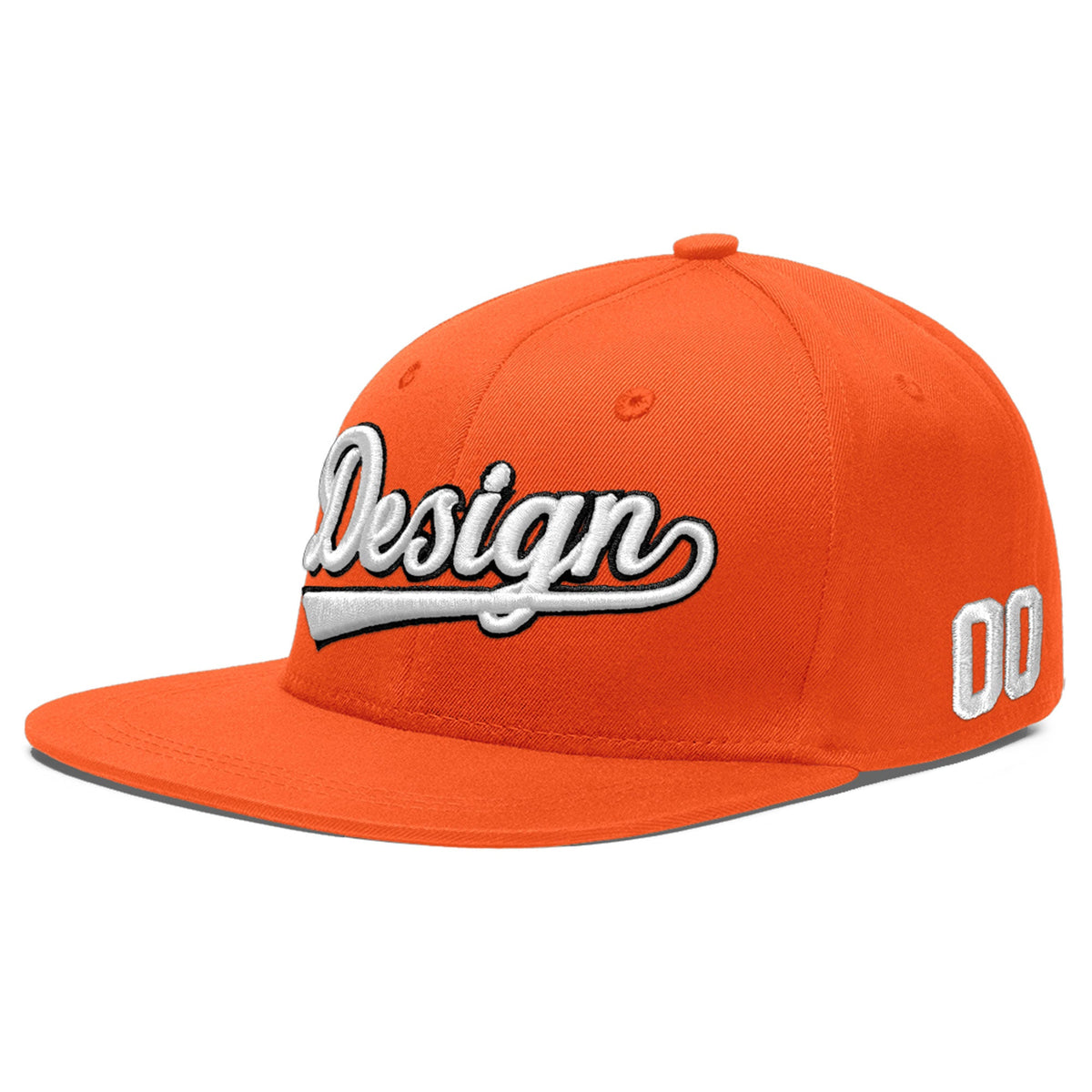 Custom Orange 3D Puff Embroidery Flat Embroidery Casual Sport Baseball Cap