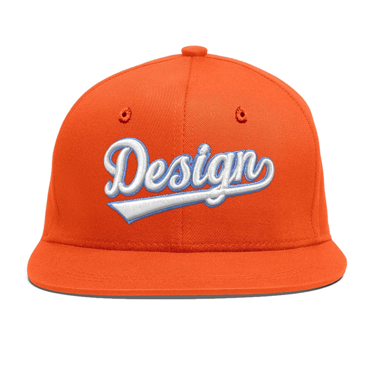 Custom Orange 3D Puff Embroidery Flat Embroidery Casual Sport Baseball Cap