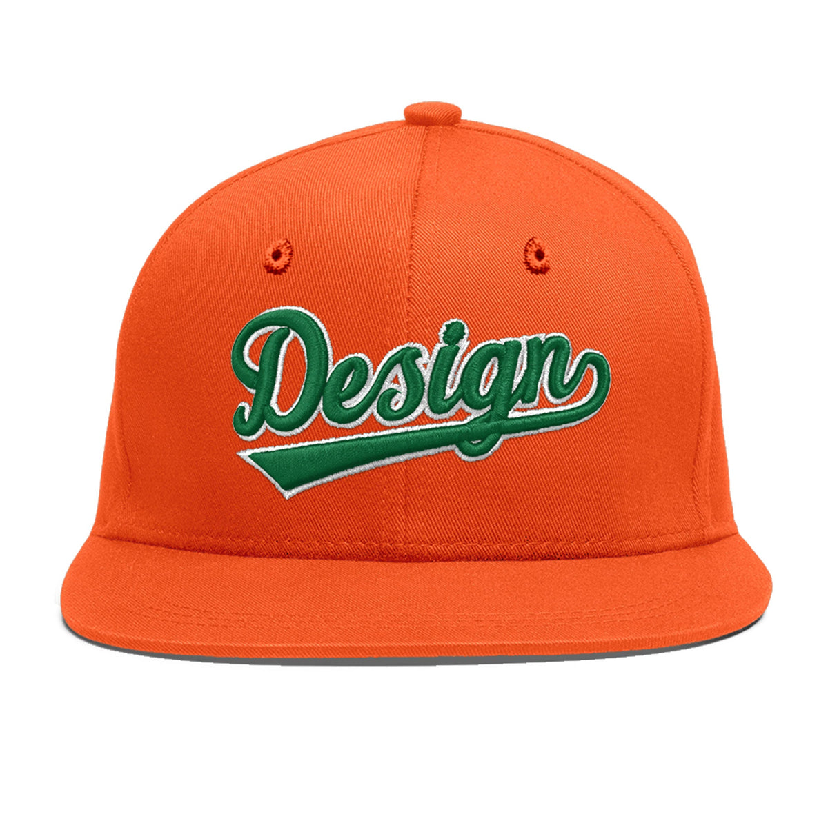 Custom Orange 3D Puff Embroidery Flat Embroidery Casual Sport Baseball Cap