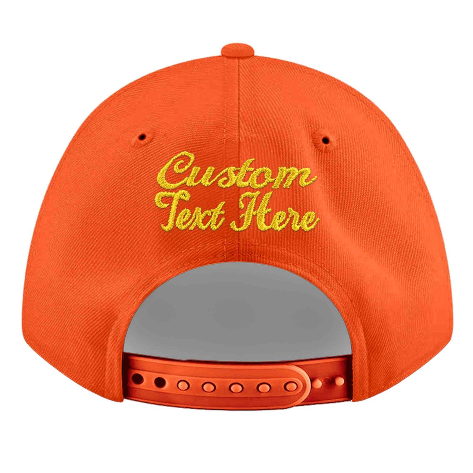 Custom Orange 3D Puff Embroidery Flat Embroidery Casual Sport Baseball Cap