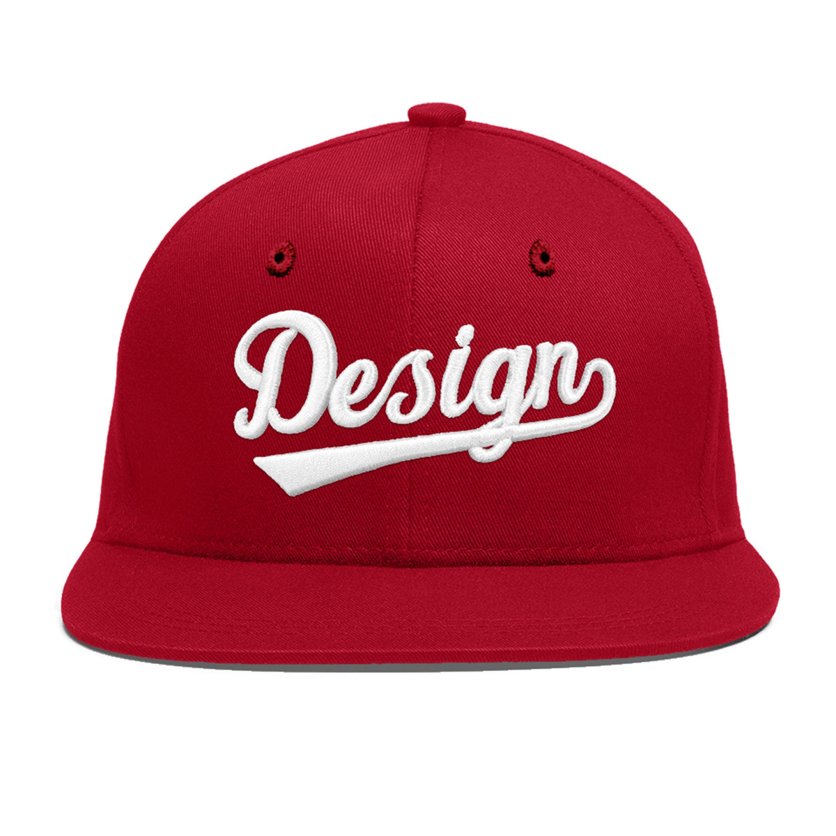 Custom Red 3D Puff Embroidery Flat Embroidery Casual Sport Baseball Cap