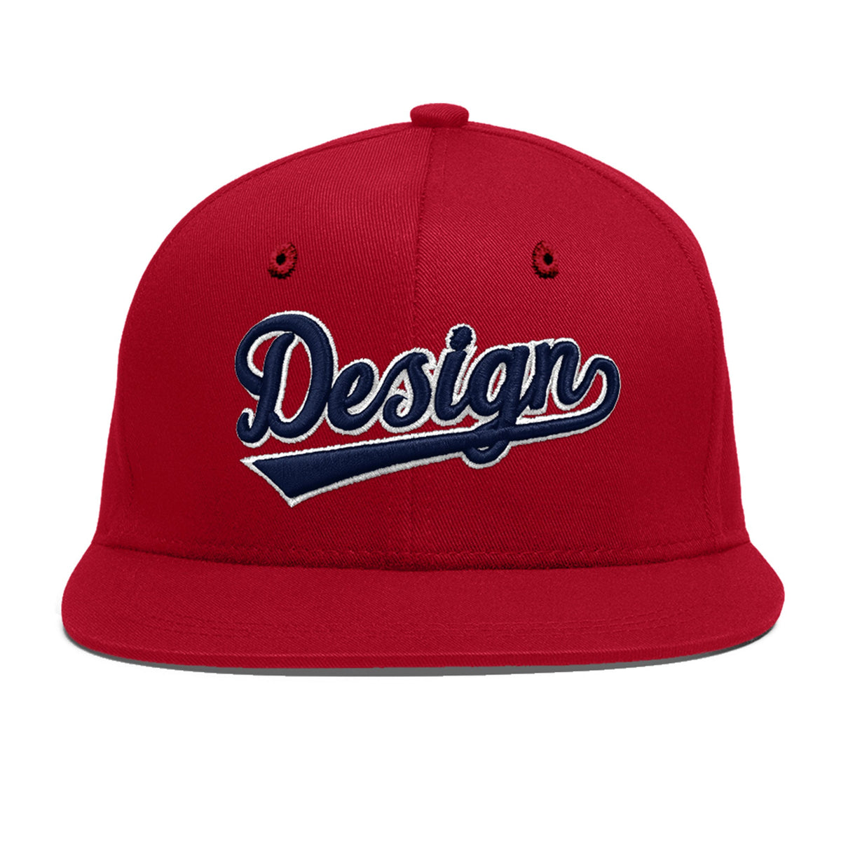 Custom Red 3D Puff Embroidery Flat Embroidery Casual Sport Baseball Cap