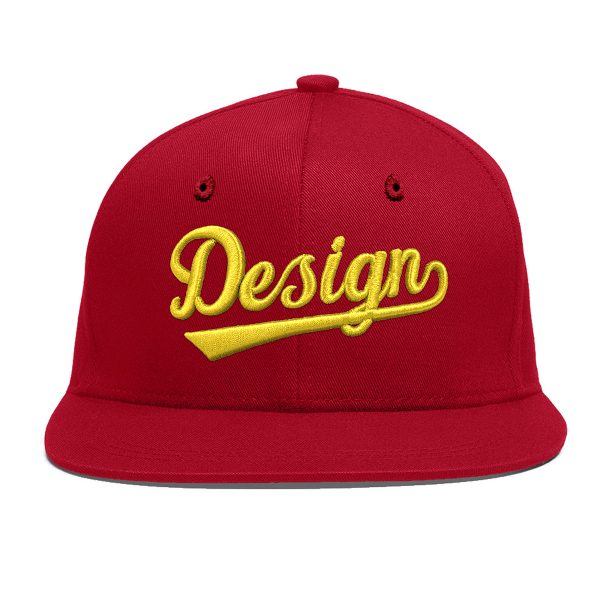 Custom Red 3D Puff Embroidery Flat Embroidery Casual Sport Baseball Cap