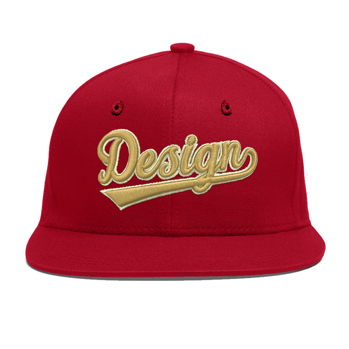 Custom Red 3D Puff Embroidery Flat Embroidery Casual Sport Baseball Cap