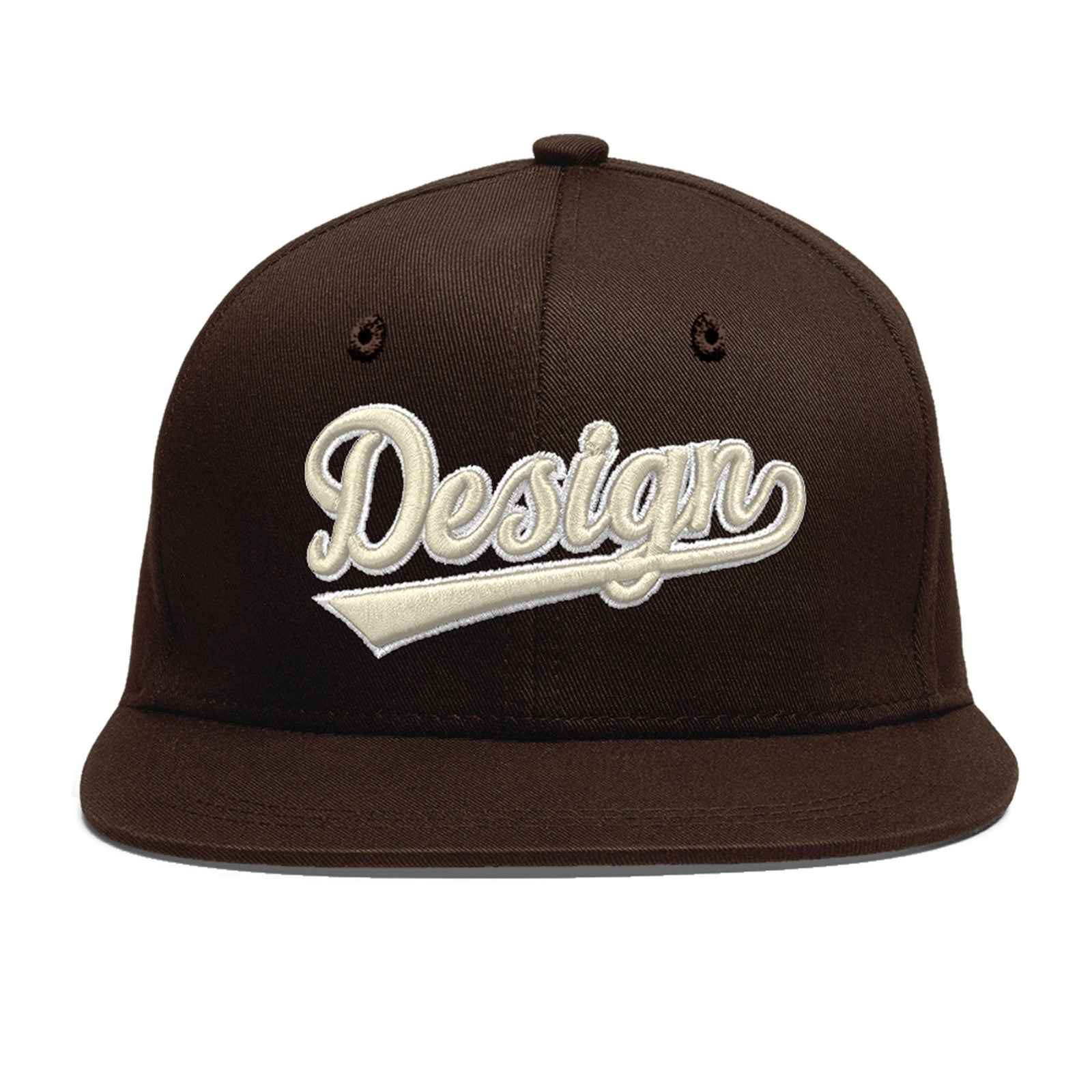 Custom Brown 3D Puff Embroidery Flat Embroidery Casual Sport Baseball Cap
