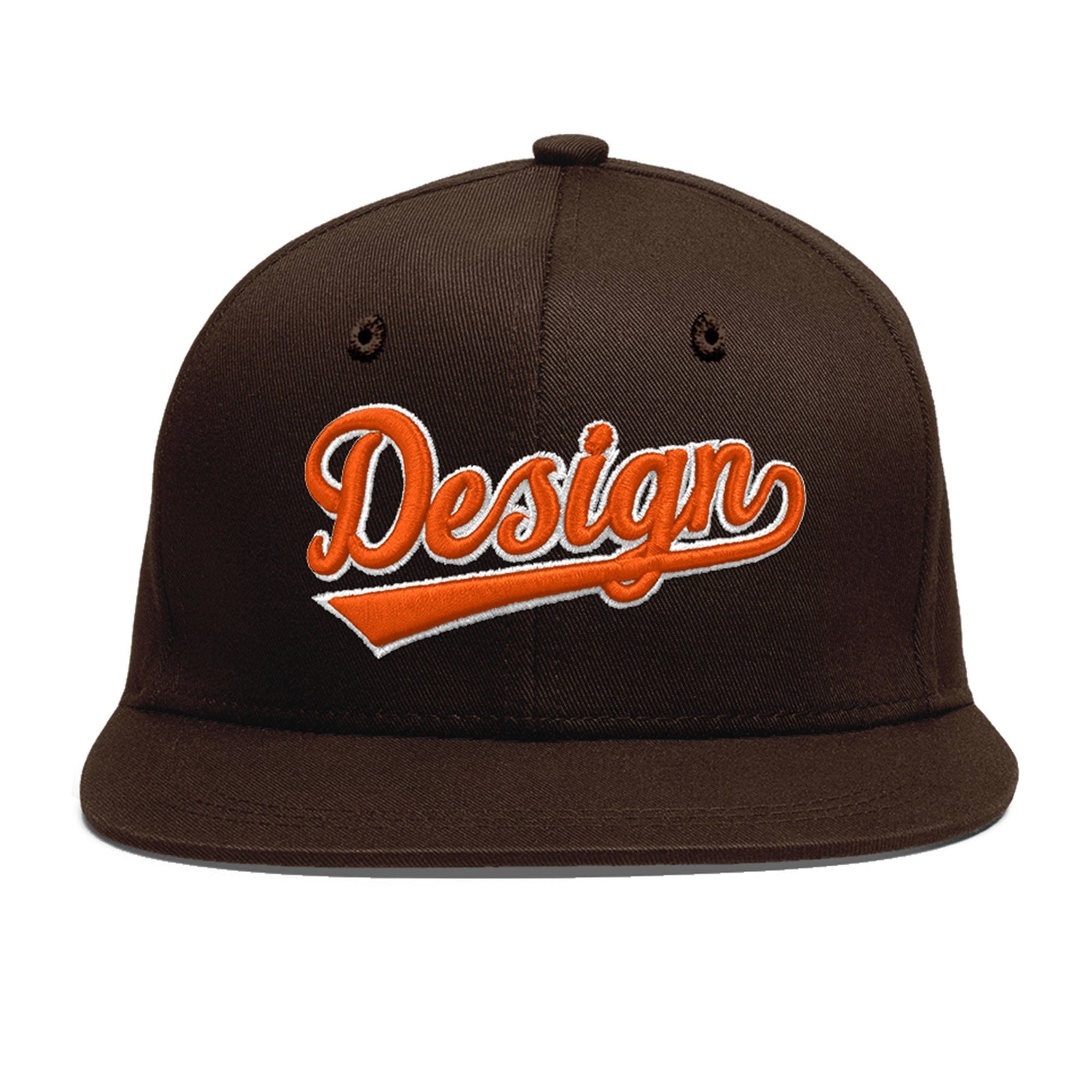 Custom Brown 3D Puff Embroidery Flat Embroidery Casual Sport Baseball Cap