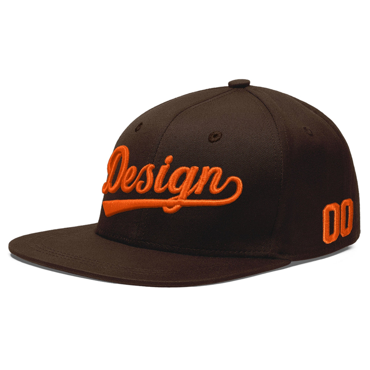 Custom Brown 3D Puff Embroidery Flat Embroidery Casual Sport Baseball Cap