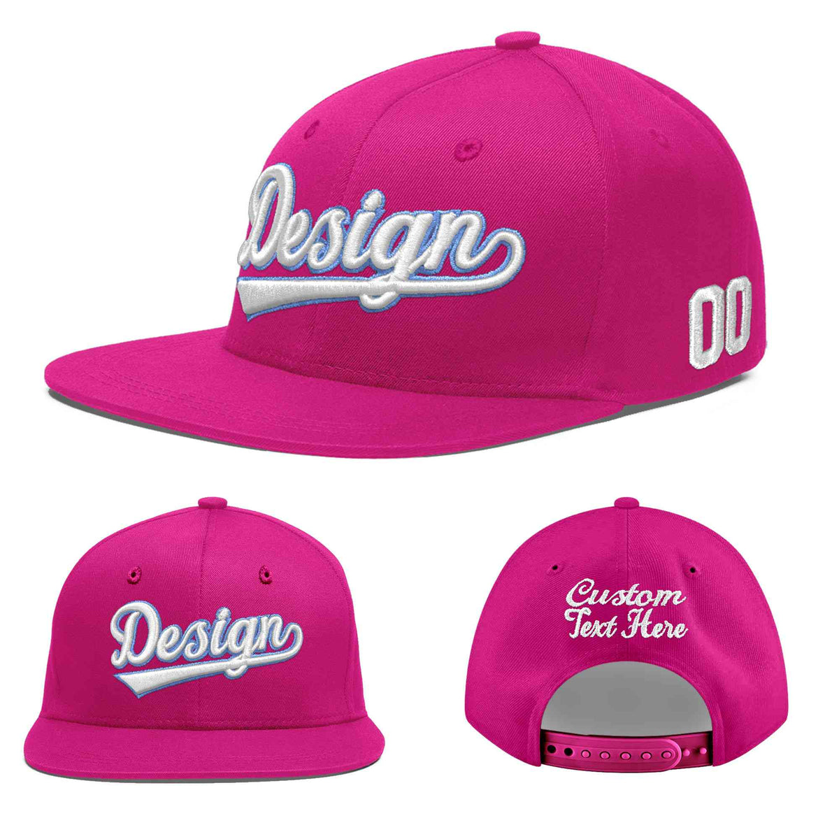 Custom Rose Red 3D Puff Embroidery Flat Embroidery Casual Sport Baseball Cap
