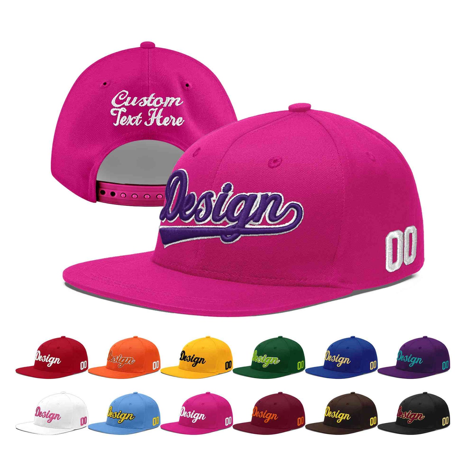 Custom Rose Red 3D Puff Embroidery Flat Embroidery Casual Sport Baseball Cap