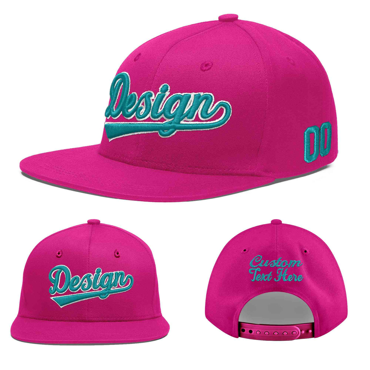 Custom Rose Red 3D Puff Embroidery Flat Embroidery Casual Sport Baseball Cap