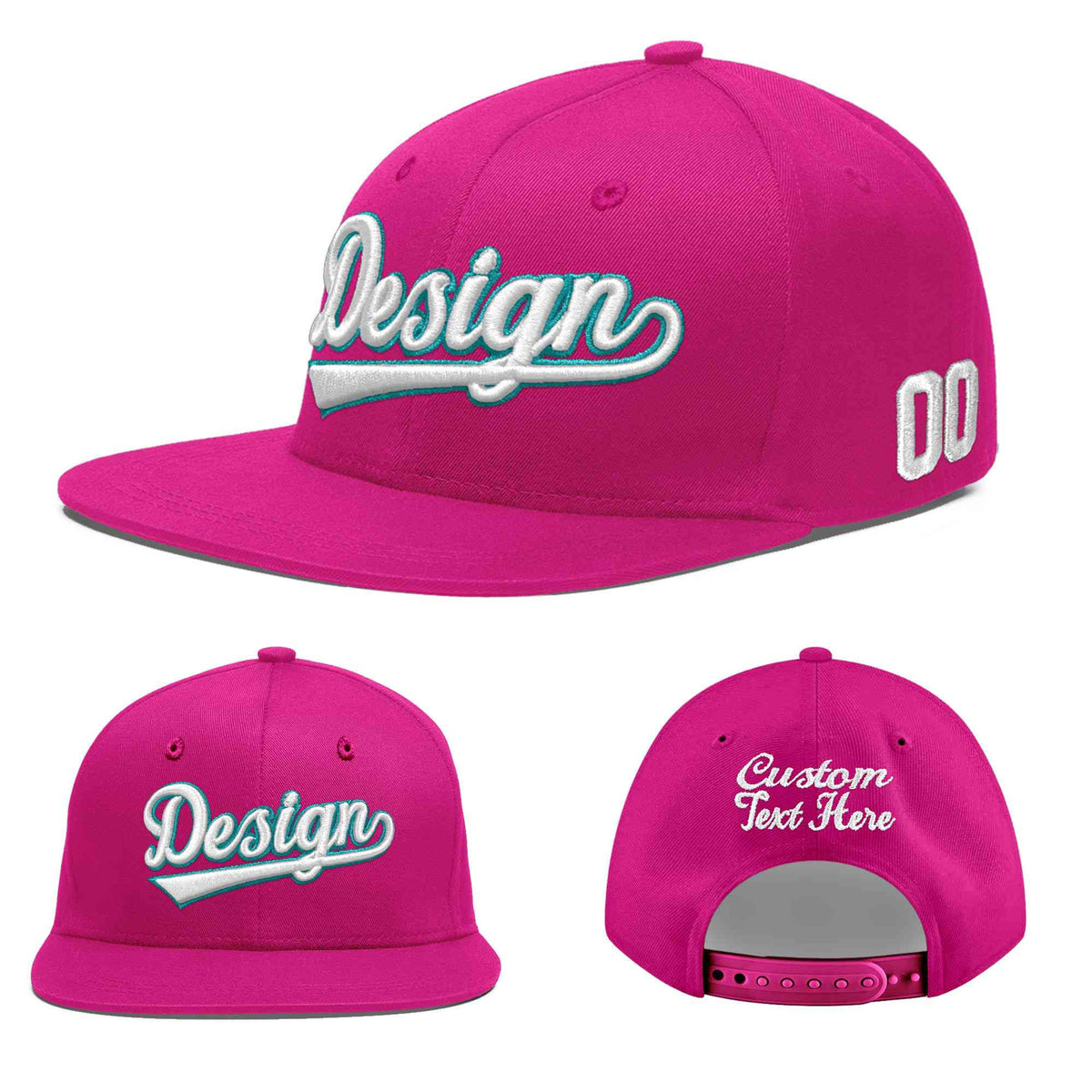 Custom Rose Red 3D Puff Embroidery Flat Embroidery Casual Sport Baseball Cap