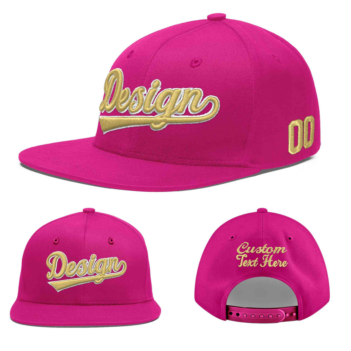 Custom Rose Red 3D Puff Embroidery Flat Embroidery Casual Sport Baseball Cap