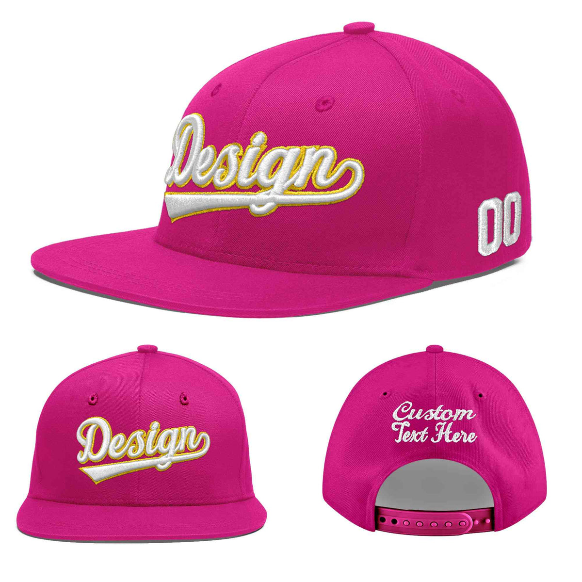 Custom Rose Red 3D Puff Embroidery Flat Embroidery Casual Sport Baseball Cap