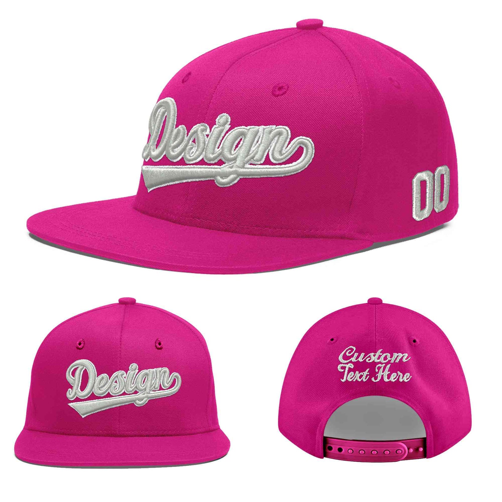 Custom Rose Red 3D Puff Embroidery Flat Embroidery Casual Sport Baseball Cap