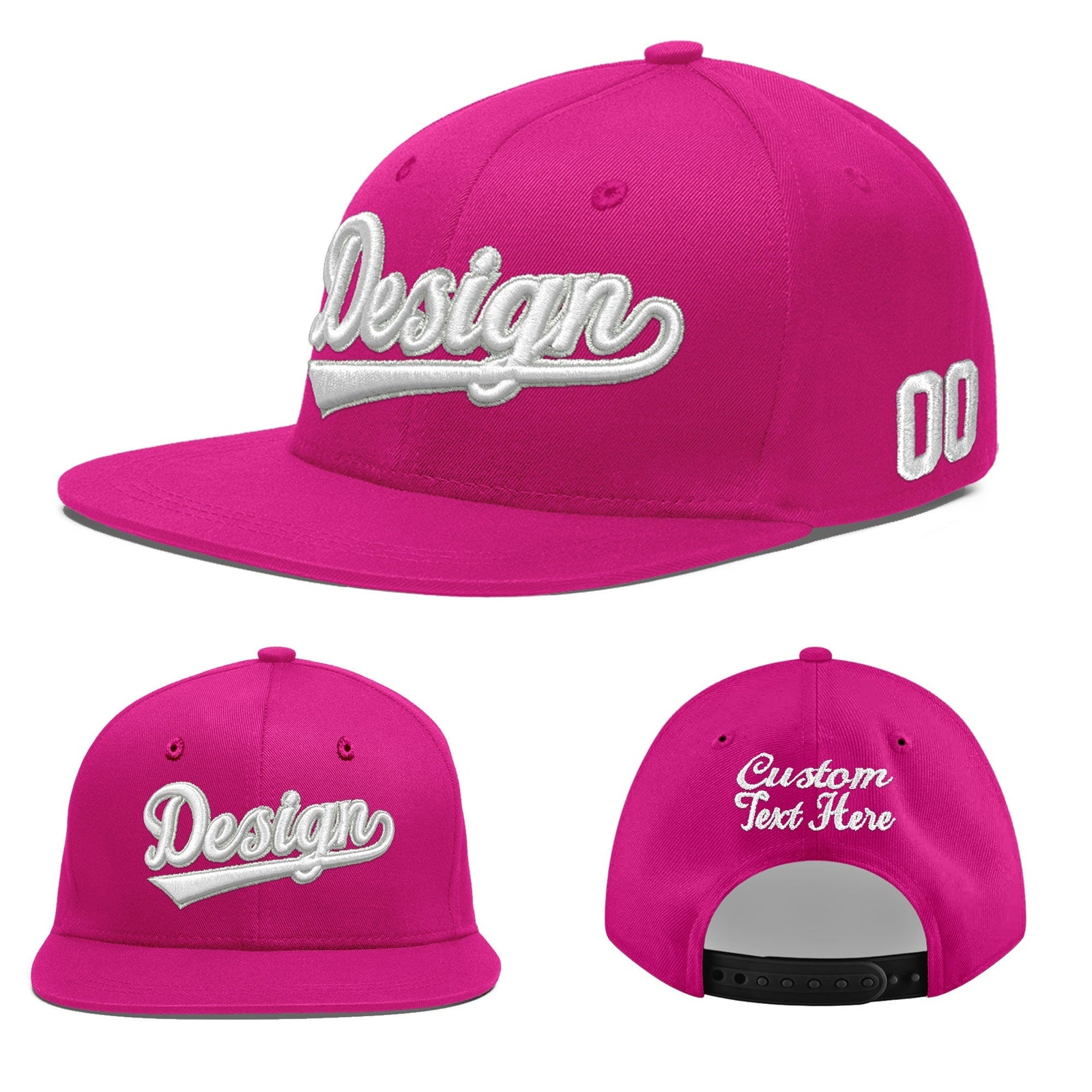 Custom Rose Red 3D Puff Embroidery Flat Embroidery Casual Sport Baseball Cap