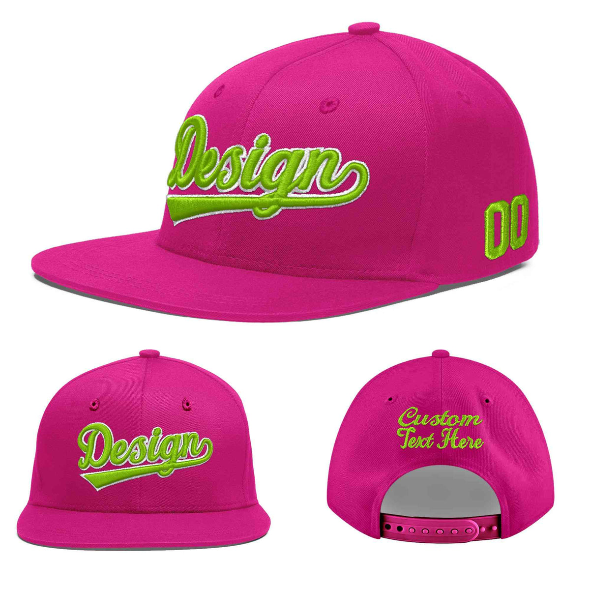 Custom Rose Red 3D Puff Embroidery Flat Embroidery Casual Sport Baseball Cap