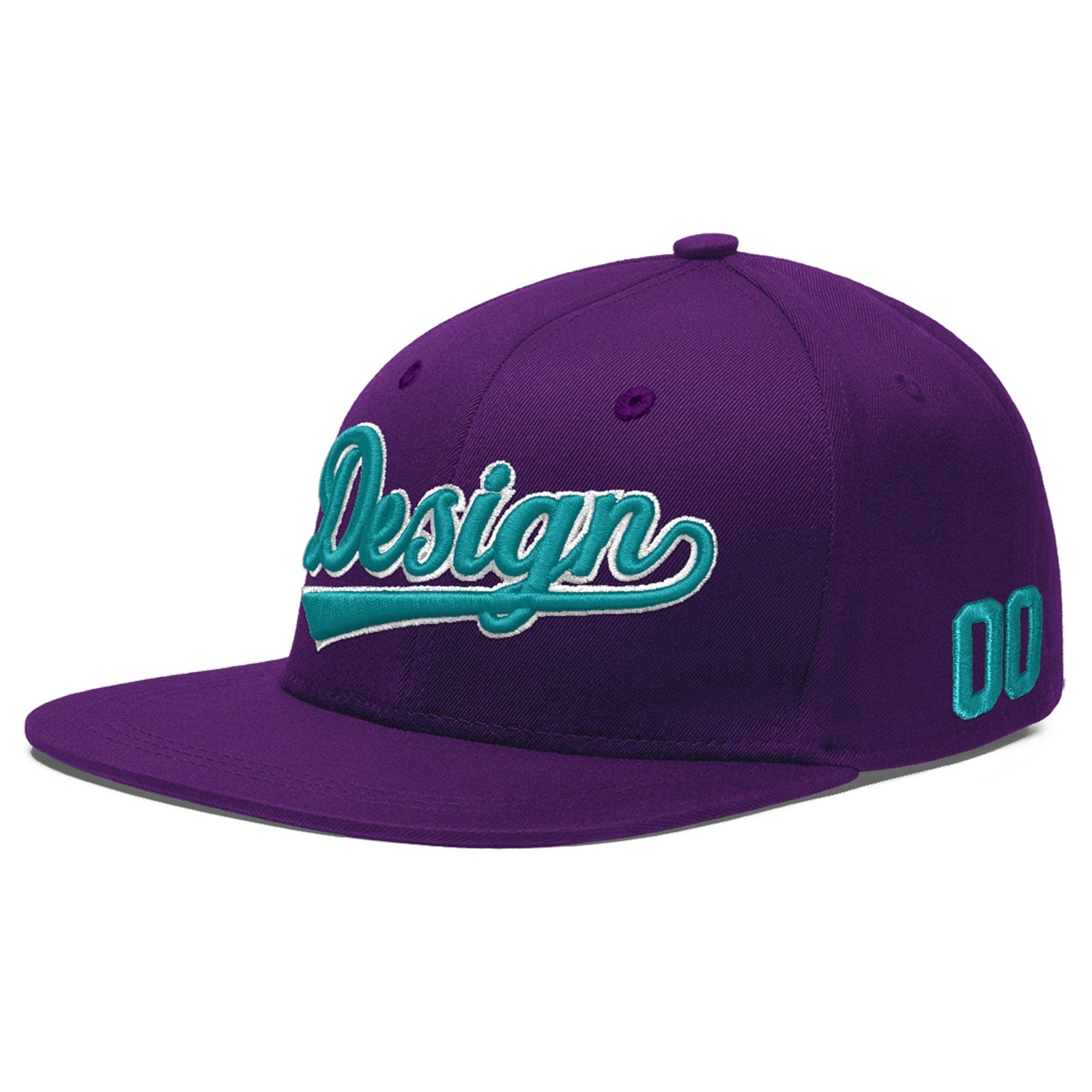 Custom Purple 3D Puff Embroidery Flat Embroidery Casual Sport Baseball Cap
