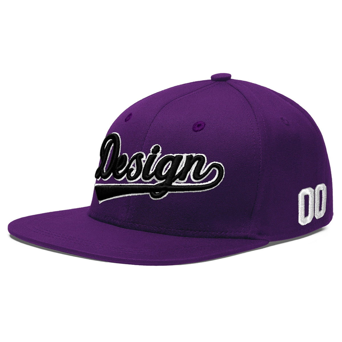 Custom Purple 3D Puff Embroidery Flat Embroidery Casual Sport Baseball Cap
