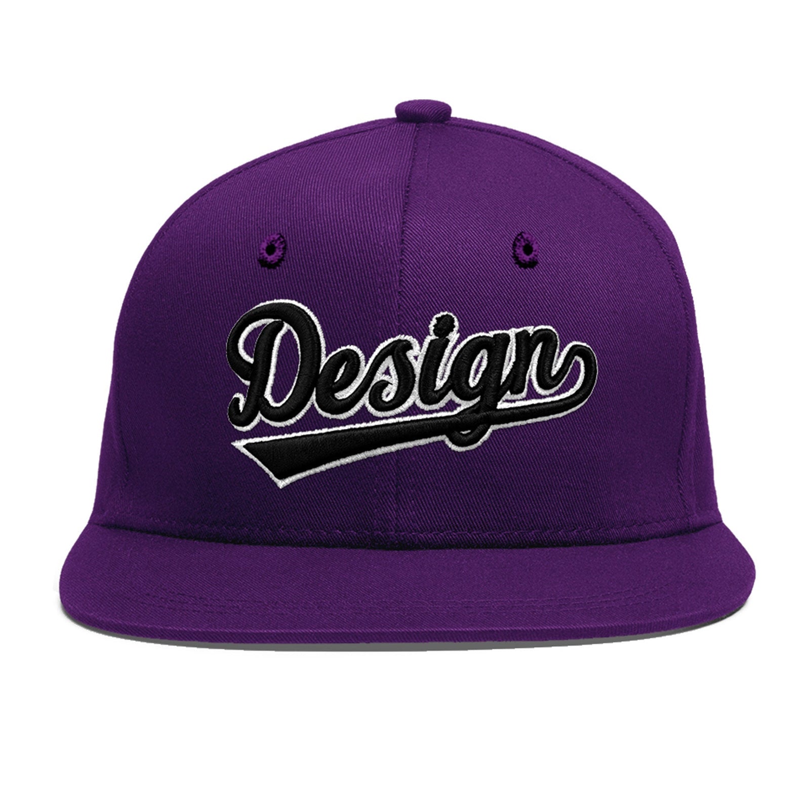 Custom Purple 3D Puff Embroidery Flat Embroidery Casual Sport Baseball Cap