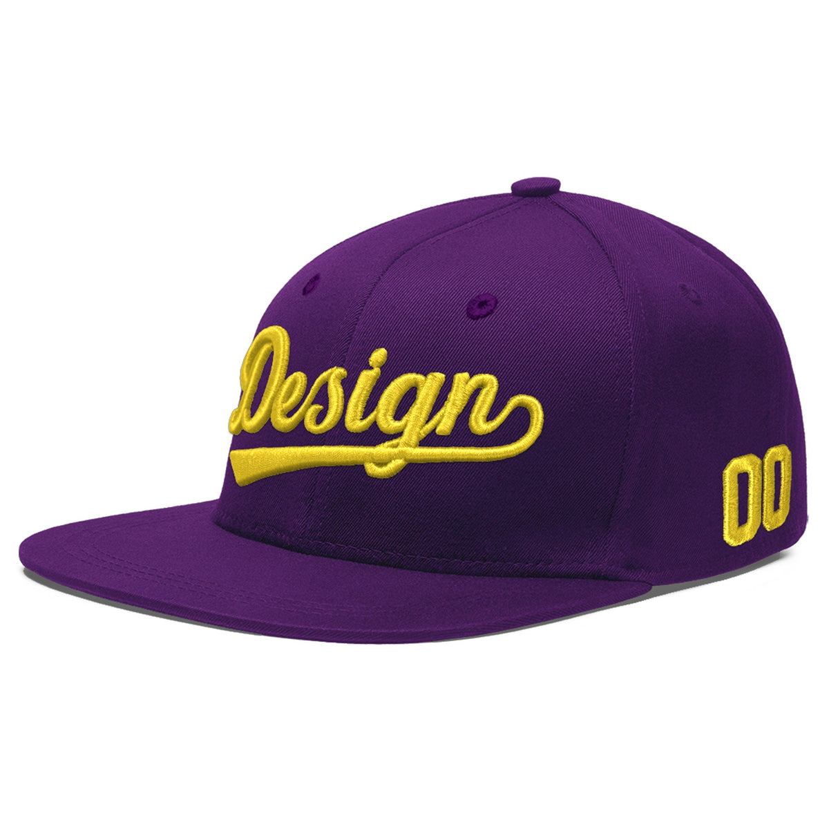 Custom Purple 3D Puff Embroidery Flat Embroidery Casual Sport Baseball Cap