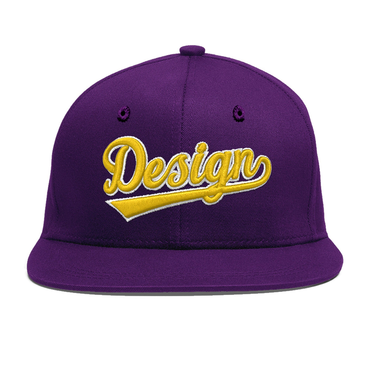 Custom Purple 3D Puff Embroidery Flat Embroidery Casual Sport Baseball Cap