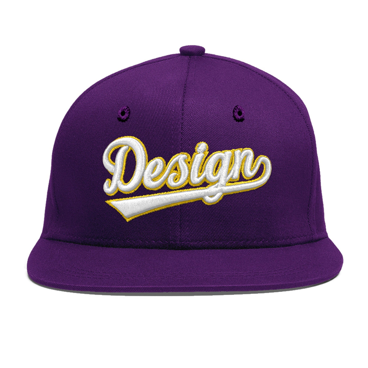 Custom Purple 3D Puff Embroidery Flat Embroidery Casual Sport Baseball Cap