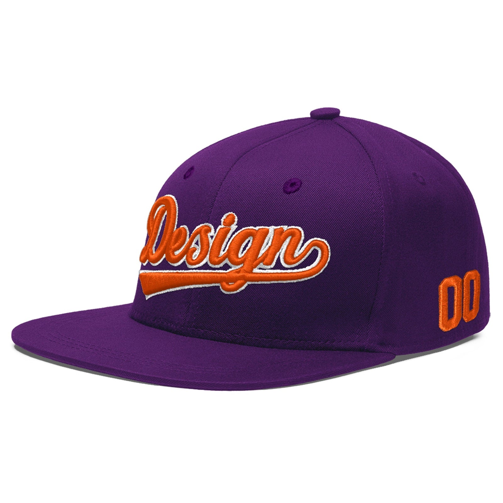 Custom Purple 3D Puff Embroidery Flat Embroidery Casual Sport Baseball Cap