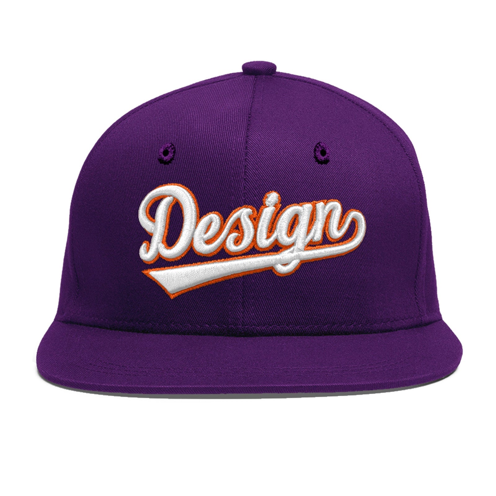 Custom Purple 3D Puff Embroidery Flat Embroidery Casual Sport Baseball Cap