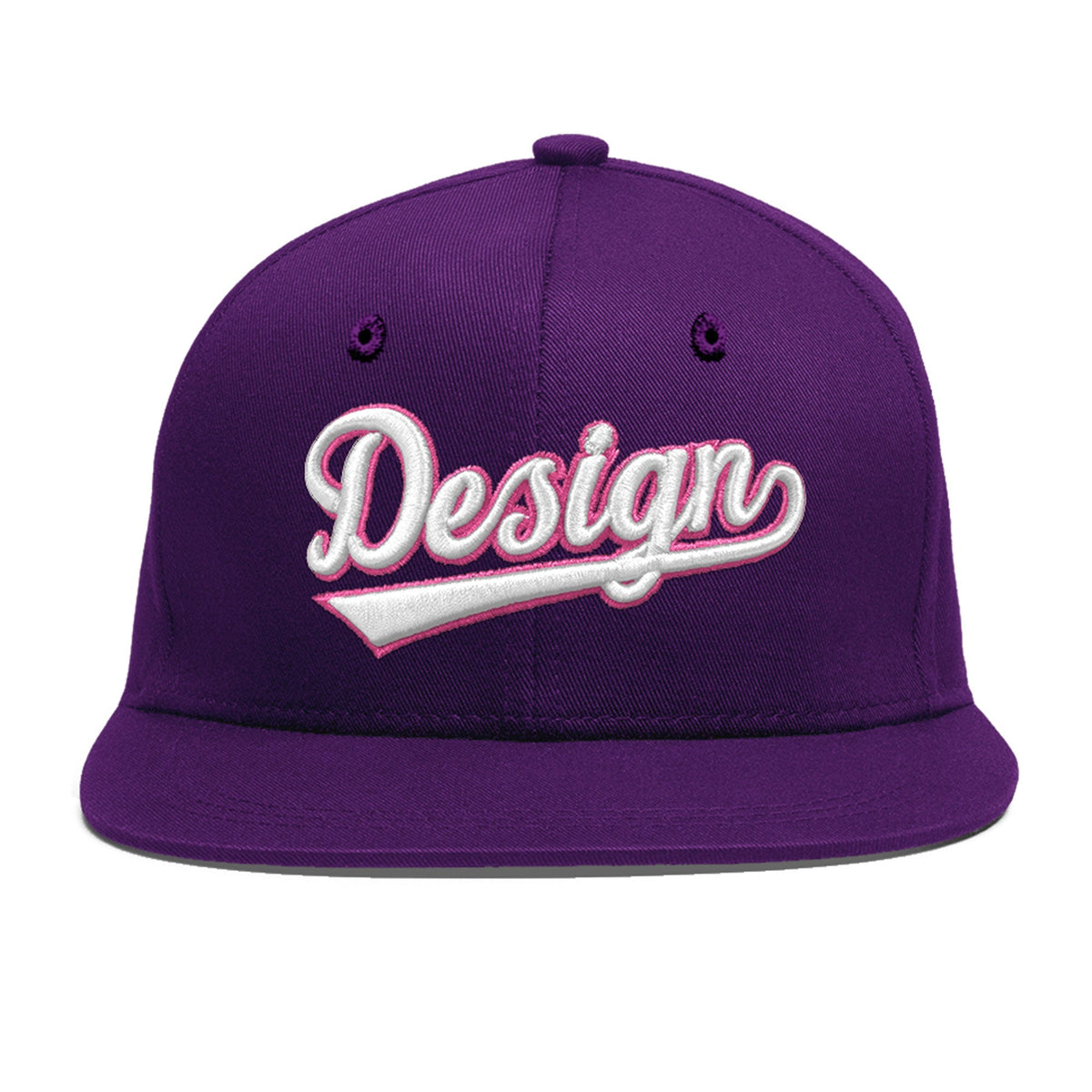 Custom Purple 3D Puff Embroidery Flat Embroidery Casual Sport Baseball Cap