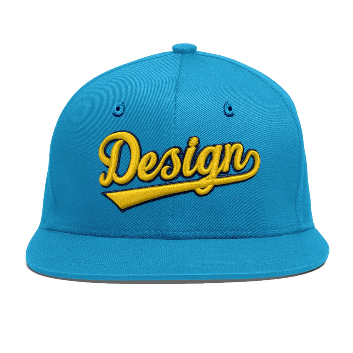 Custom Light Blue 3D Puff Embroidery Flat Embroidery Casual Sport Baseball Cap