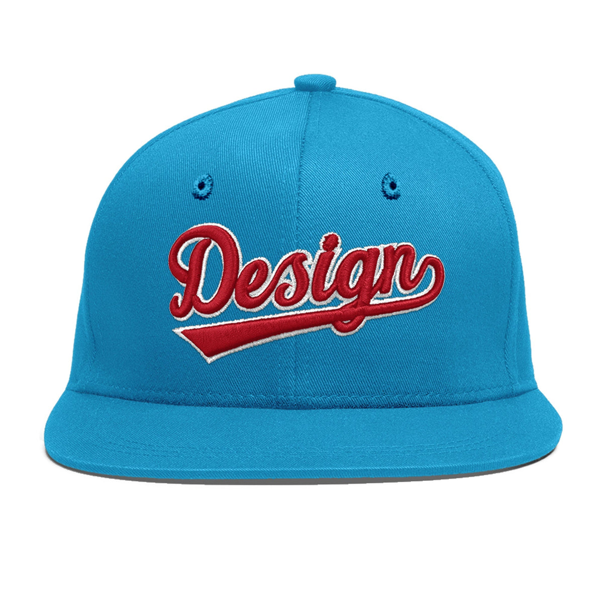 Custom Light Blue 3D Puff Embroidery Flat Embroidery Casual Sport Baseball Cap