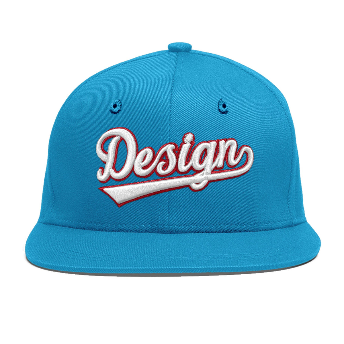 Custom Light Blue 3D Puff Embroidery Flat Embroidery Casual Sport Baseball Cap