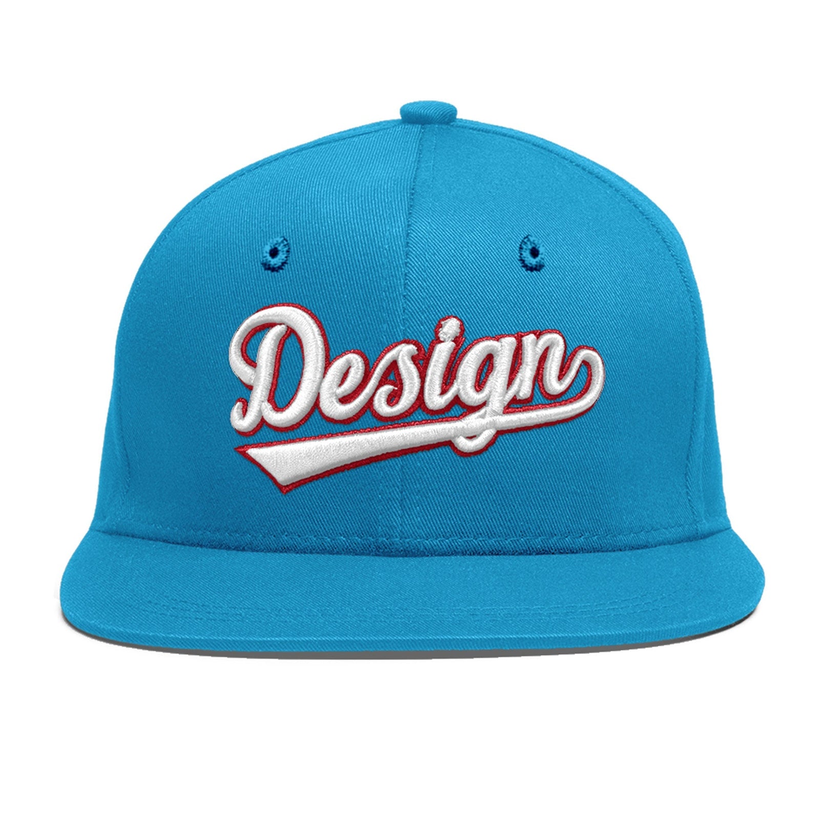 Custom Light Blue 3D Puff Embroidery Flat Embroidery Casual Sport Baseball Cap