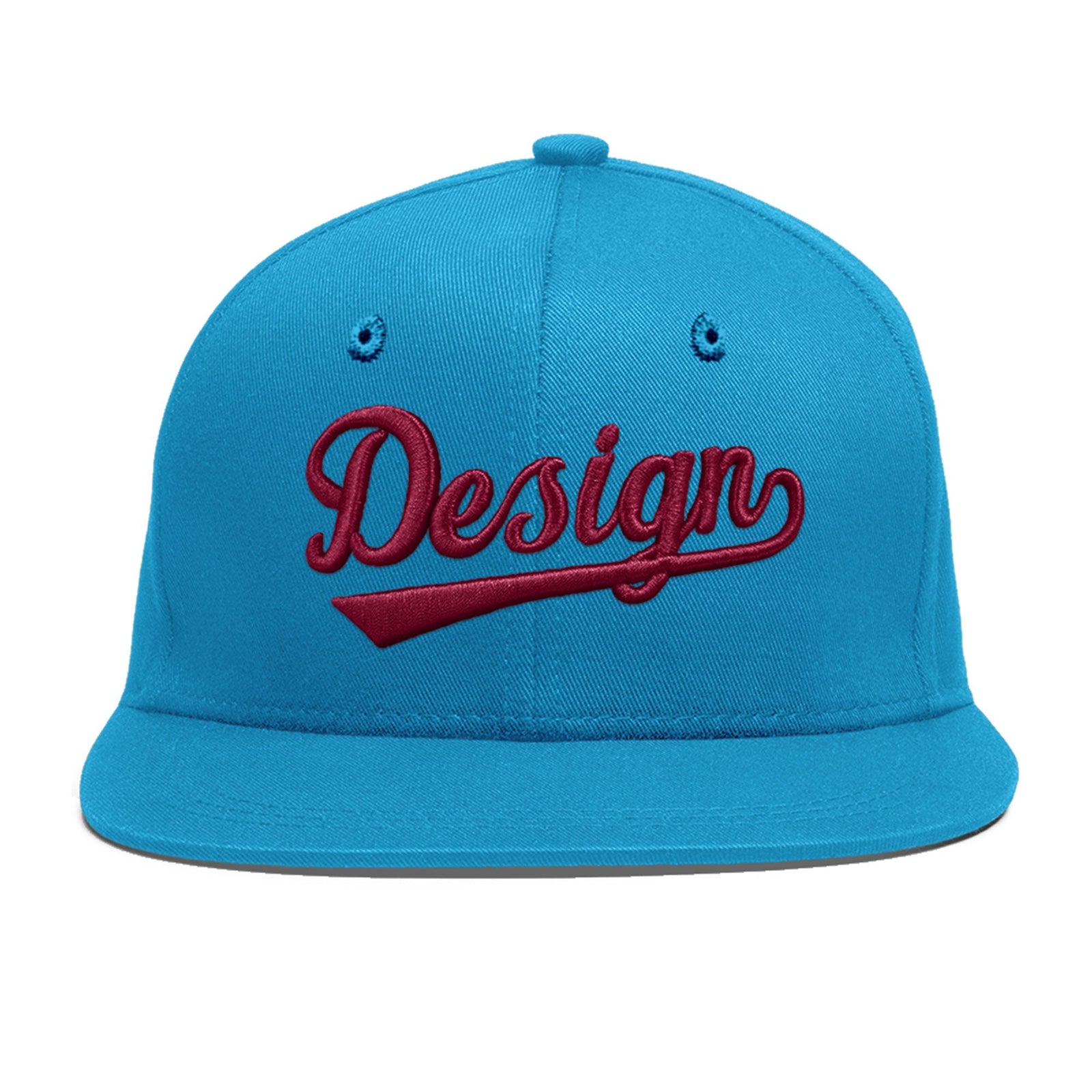 Custom Light Blue 3D Puff Embroidery Flat Embroidery Casual Sport Baseball Cap