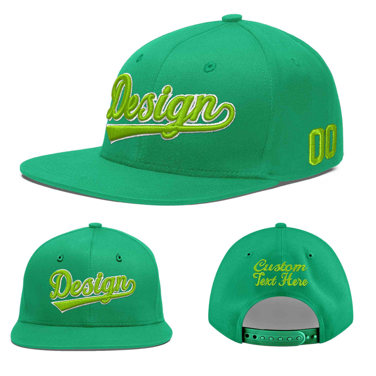 Custom Aqua 3D Puff Embroidery Flat Embroidery Casual Sport Baseball Cap