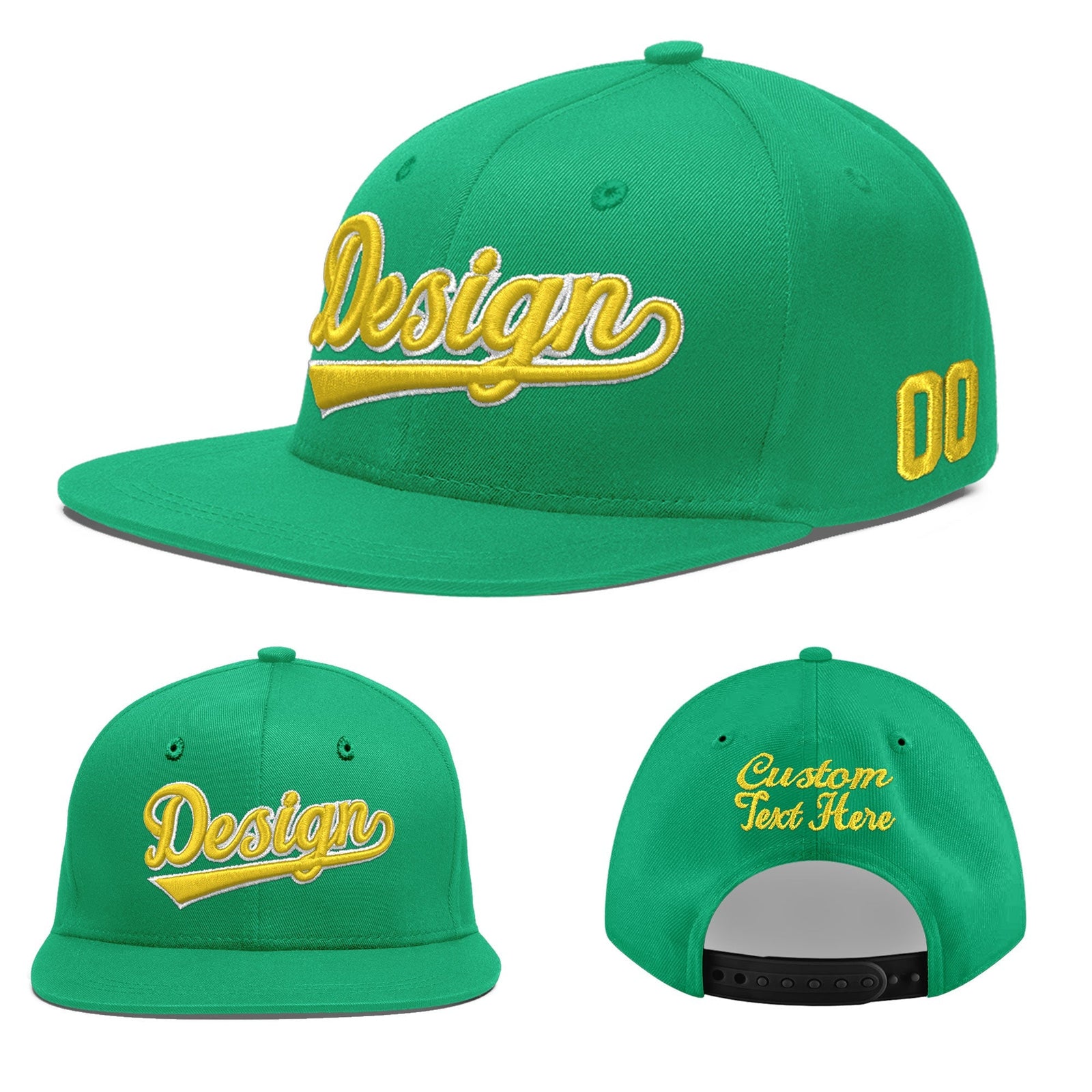 Custom Aqua 3D Puff Embroidery Flat Embroidery Casual Sport Baseball Cap