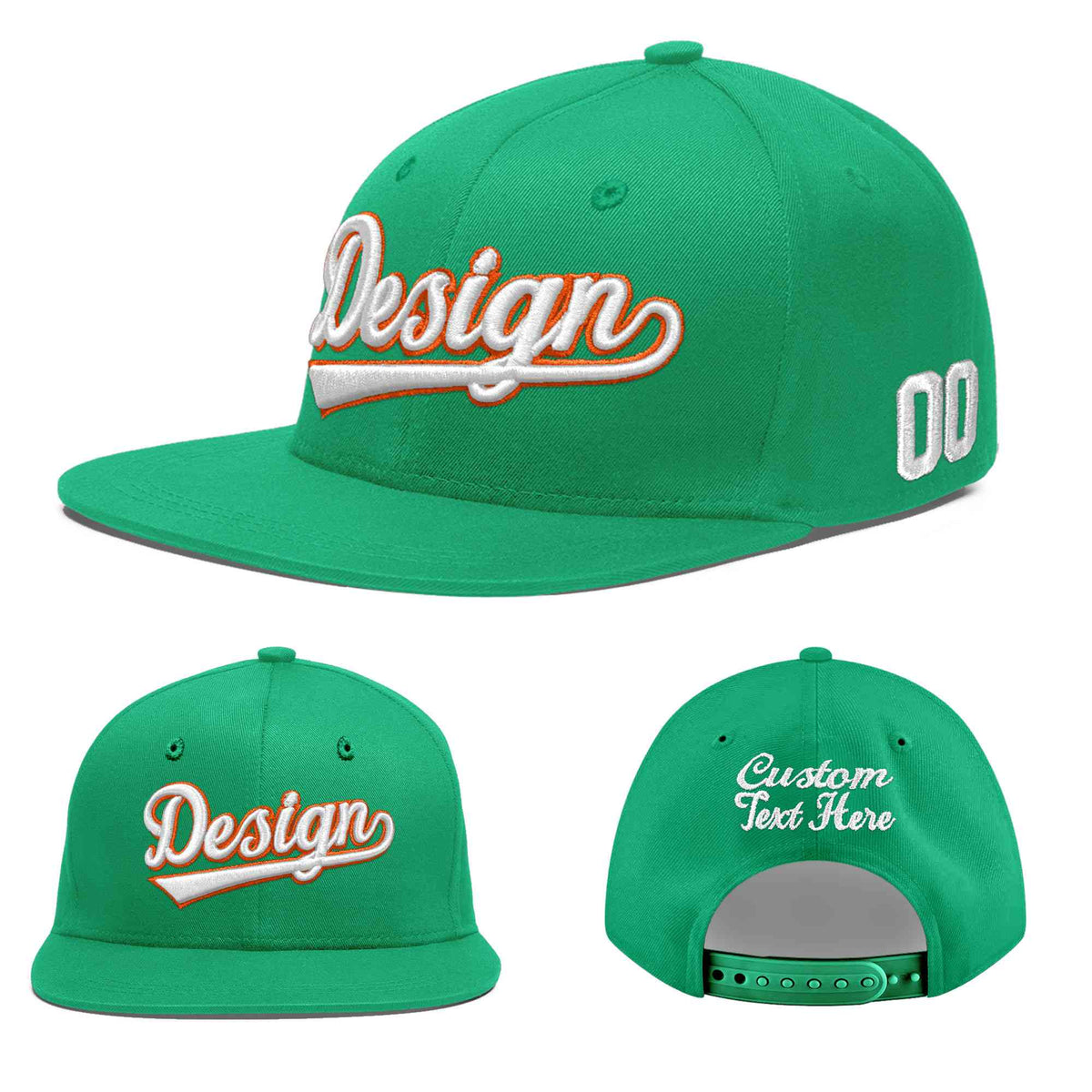 Custom Aqua 3D Puff Embroidery Flat Embroidery Casual Sport Baseball Cap