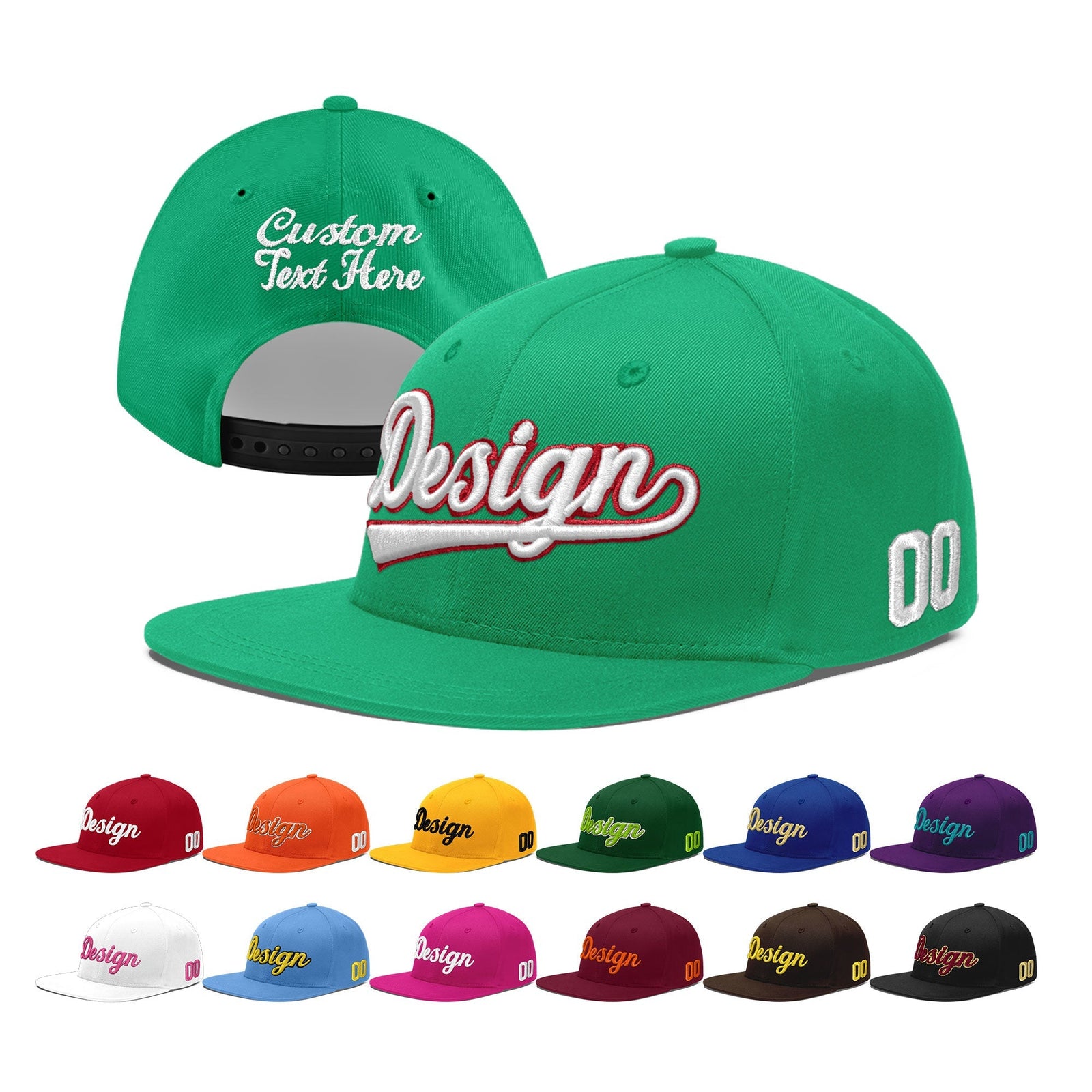 Custom Aqua 3D Puff Embroidery Flat Embroidery Casual Sport Baseball Cap