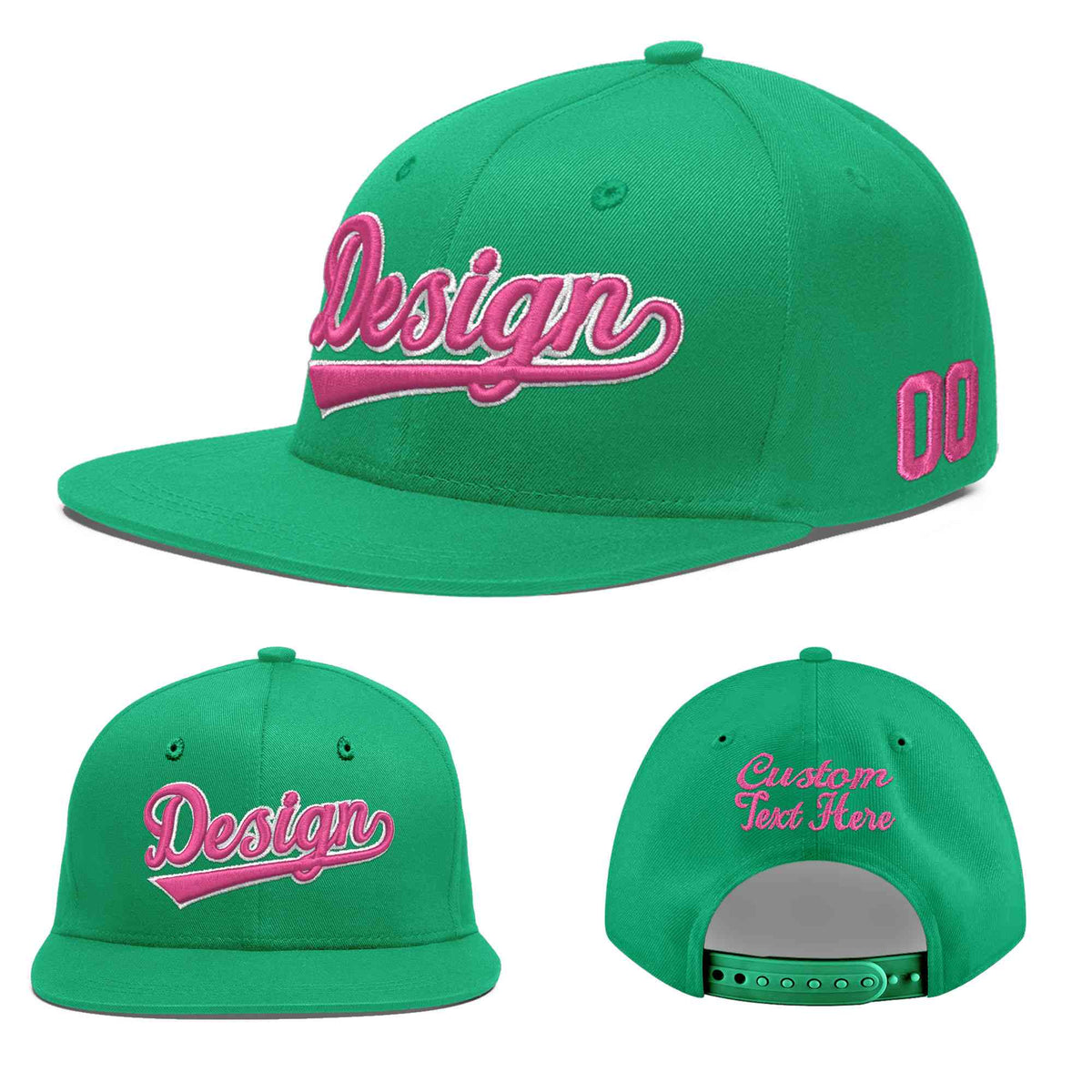 Custom Aqua 3D Puff Embroidery Flat Embroidery Casual Sport Baseball Cap
